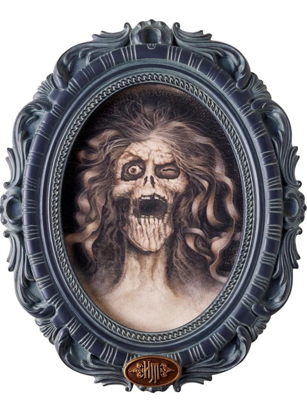 Vintage-Style Haunted Portrait Wall Decor in Blue-Grey